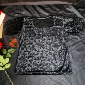 Black Burnout Velvet Top